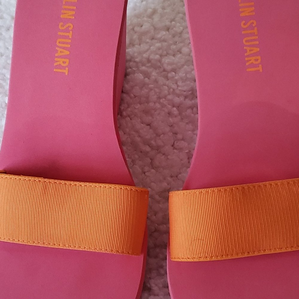 COLIN STUART Pink & Orange Wedge Slides (NWOT)